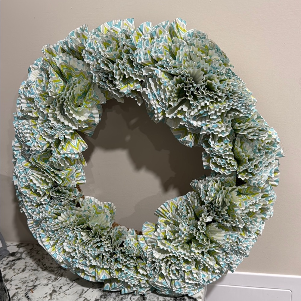 Festive Green and White Holiday Wreath